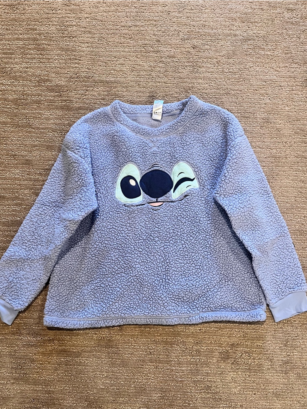 Disney Light Blue Plush Stitch Face Pajama Top